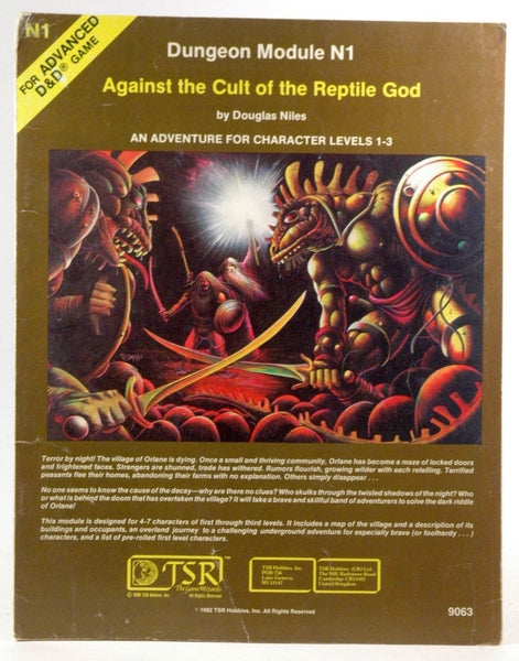 Against the Cult of the Reptile God: An Adventure for Character, Levels 1-3 (Advanced Dungeons & Dragons Module, No. N1), by Niles, Douglas  