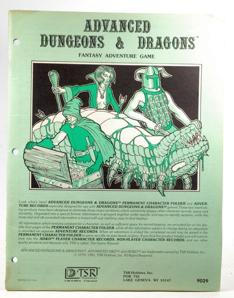 Permanent Character Folder & Adventure Records (Advanced Dungeons & Dragons), by Gary Gygax  