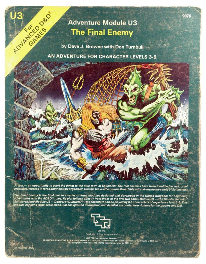 The Final Enemy (Advanced Dungeons and Dragons Adventure Module U3, An Adventure for Character Levels 3-5), by Don Turnbull, Dave J. Browne  