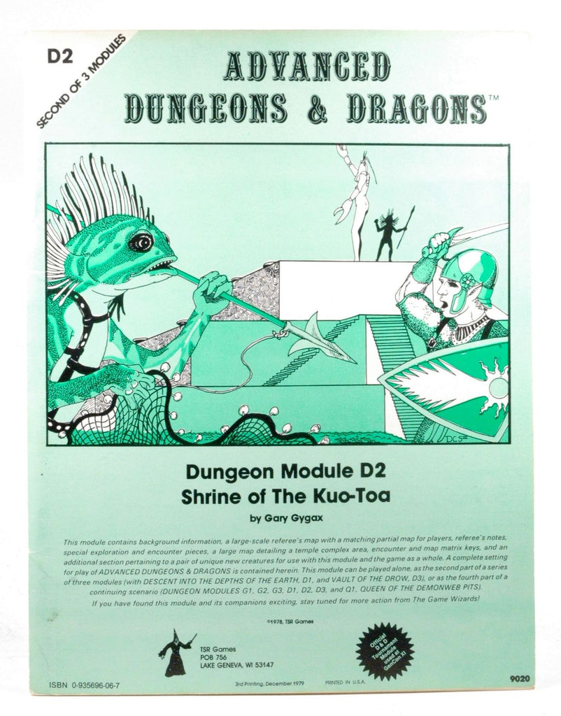 Shrine of Kua Toa D2 AD&D Monochrome, by Gary Gygax  