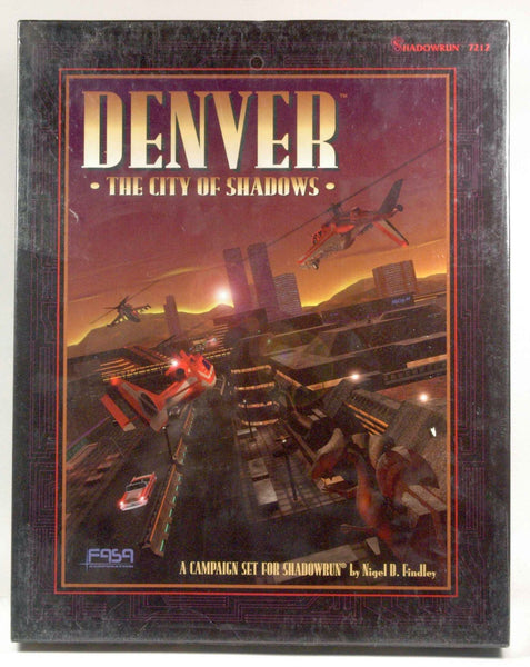 Denver: The City of Shadows (Shadowrun 2nd Ed Roleplaying, 2 bks+2 maps+2 plastic "ID" passes) [Boxed Set], by Findley, Nigel D.  