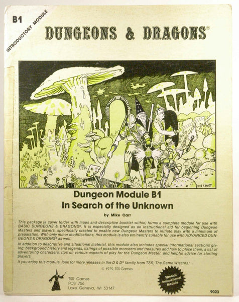 Mono Cover In Search of the Unknown B1 D&D, by Mile Carr  