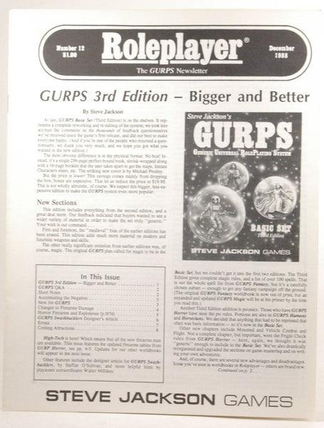 Roleplayer: The GURPS Newsletter #12 December 1988, by   
