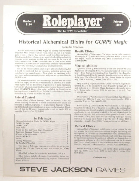 Roleplayer: The GURPS Newsletter #13 February 1989, by   