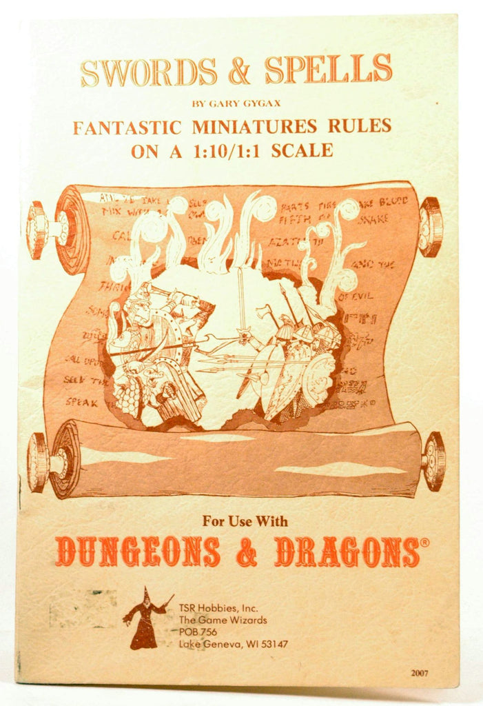 Swords & Spells Fantastic Miniatures Rules on a 1:10/1:1 Scale for use with Dungeons & Dragons, by Gygax, Gary  
