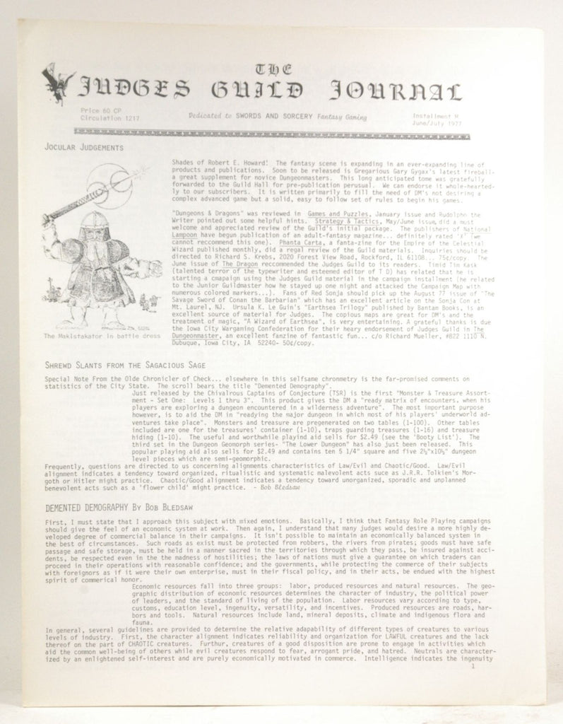 The Judges Guild Journal "M", Hune/Jult 1977, by   
