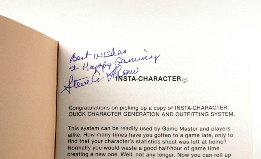 Insta-Character (Advanced Dungeons & Dragons), by Steve Shaw Signed 