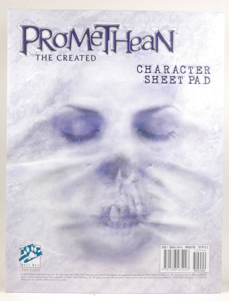Promethean Character Sheet Pad, by White Wolf, Promethean  