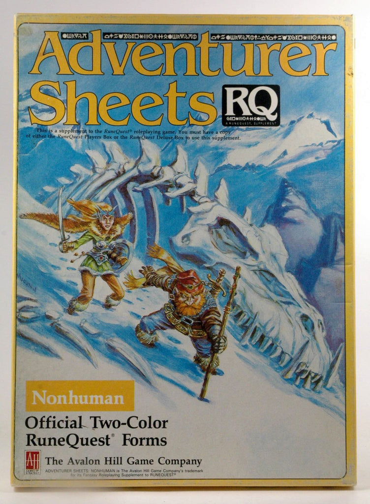 Nonhuman Adventurer Sheets Runequest, by   