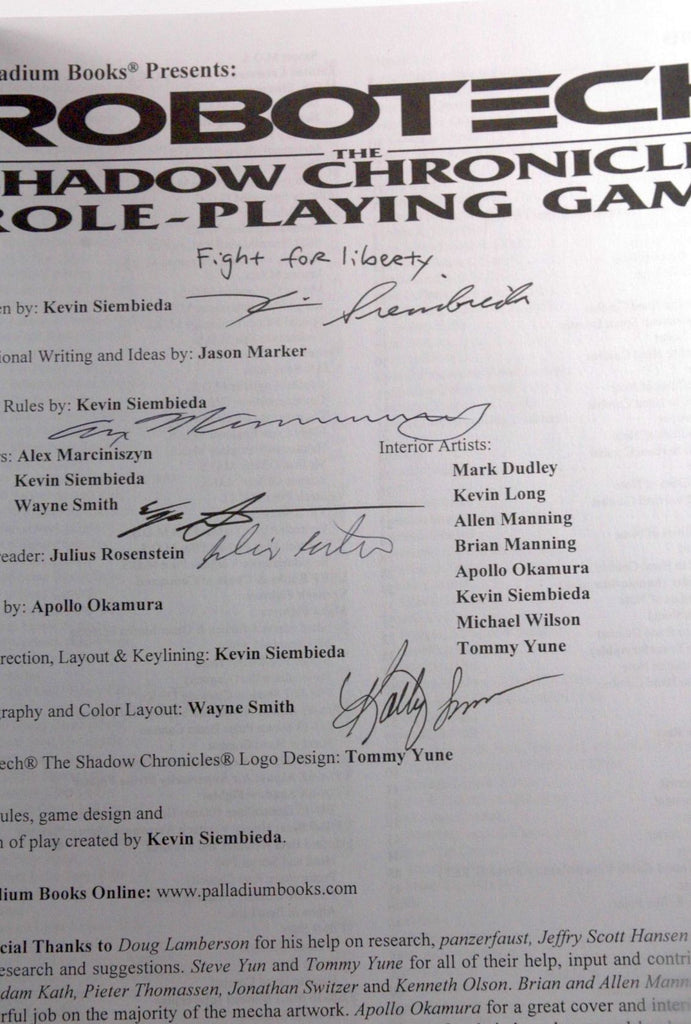 Robotech the RPG: Shadow Chronicles Deluxe Edition, by Kevin Siembieda Signed First Edition