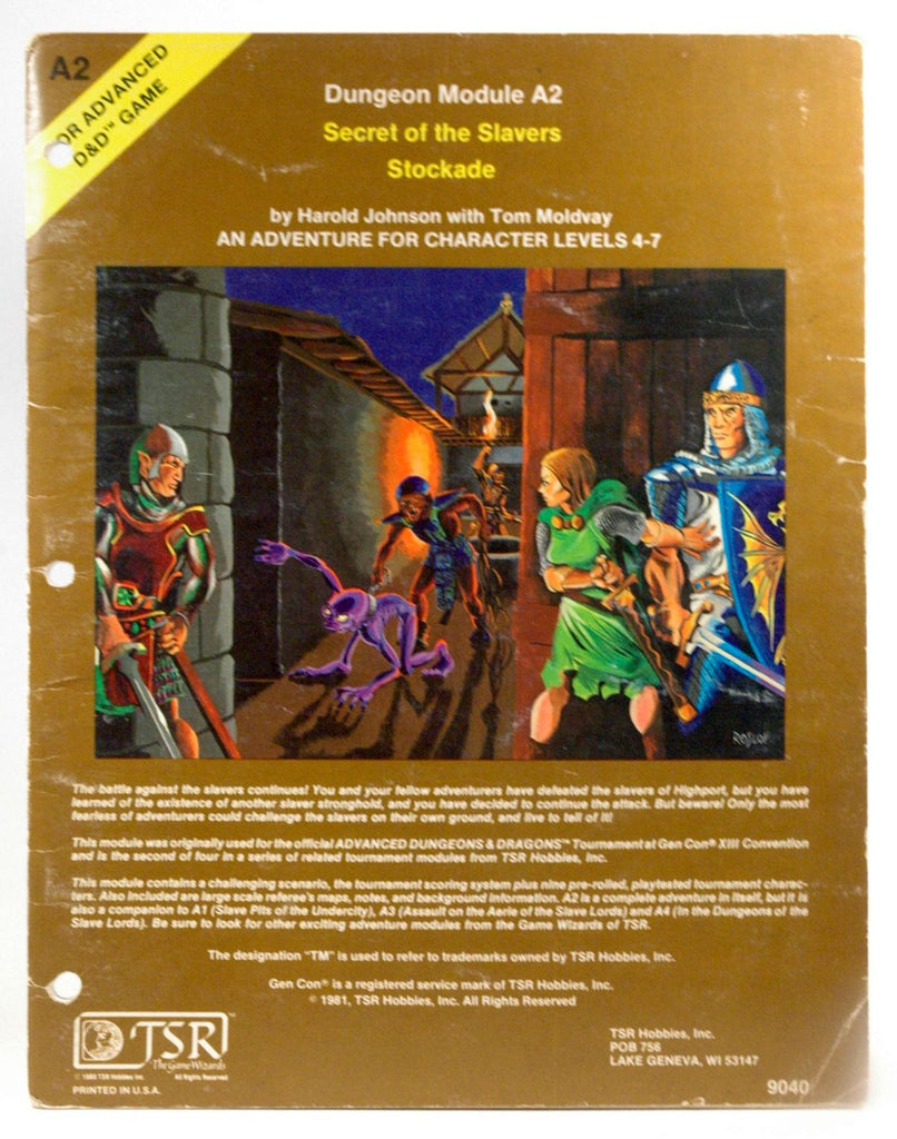 Secret Of The Slavers Stockade - Dungeon Module A2, by Johnson, Harold  
