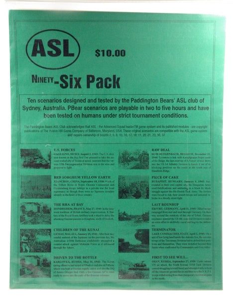 ASL Ninety Six Pack Part PB10 10 Scenarios, by   