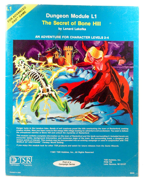 The Secret Of Bone Hill (Dungeon Module L1 for Advanced D&D Game), by Lakofka, Lenard  