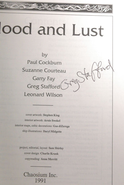 Blood & Lust Pendragon Stafford Chaosium, by Greg Stafford at al Signed 